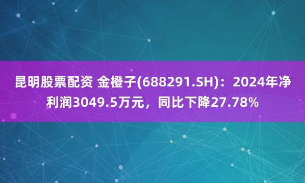 昆明股票配资 金橙子(688291.SH)：2024年净利润3049.5万元，同比下降27.78%
