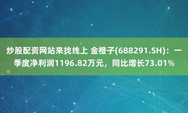 炒股配资网站来找线上 金橙子(688291.SH)：一季度净利润1196.82万元，同比增长73.01%