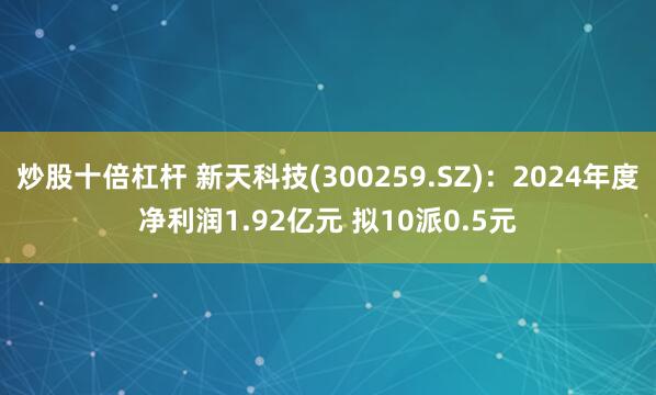 炒股十倍杠杆 新天科技(300259.SZ)：2024年度净利润1.92亿元 拟10派0.5元