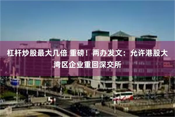 杠杆炒股最大几倍 重磅！两办发文：允许港股大湾区企业重回深交所
